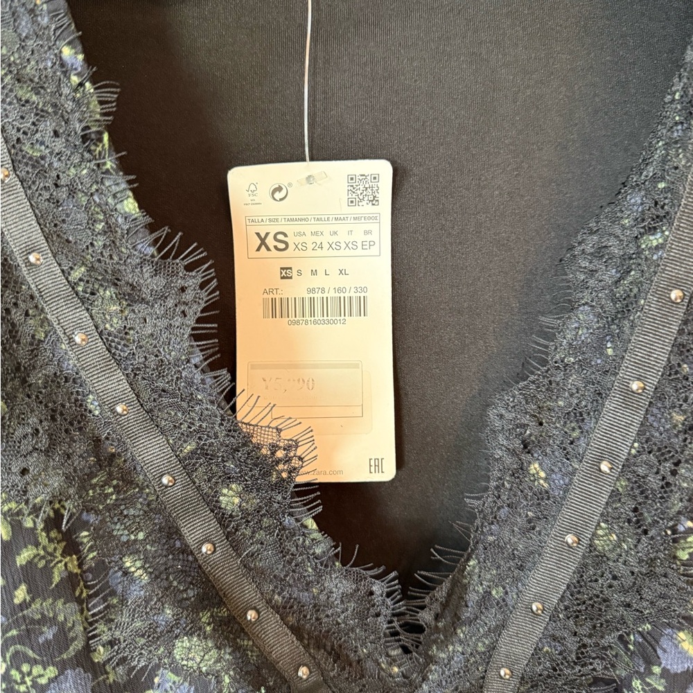 Zara‎ Babydoll Elegant Black Floral Dress - Picture 3 of 4